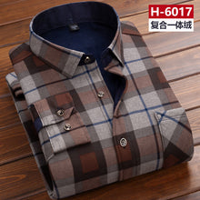 将图片加载到图库查看器，Men thermal shirt Winter Thick Flannel Warm Plaid Dress Shirts Long Sleeve Men&#39;s Work Shirts Casual Slim Fit thermo shirts 6XL
