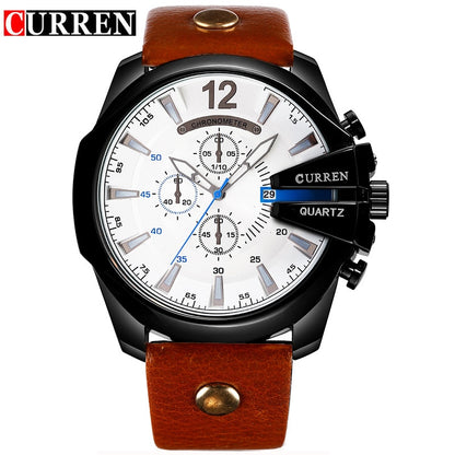 Men Luxury Brand CURREN New Fashion Casual Sports Watches Modern Design Quartz Wrist Watch Genuine Leather Strap Male Clock