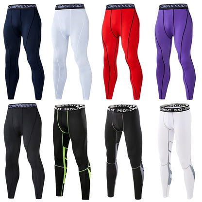 Men's Compression Pants Male Tights Leggings for Running Gym Sport Fitness Quick Dry Fit Joggings Workout White Black Trousers