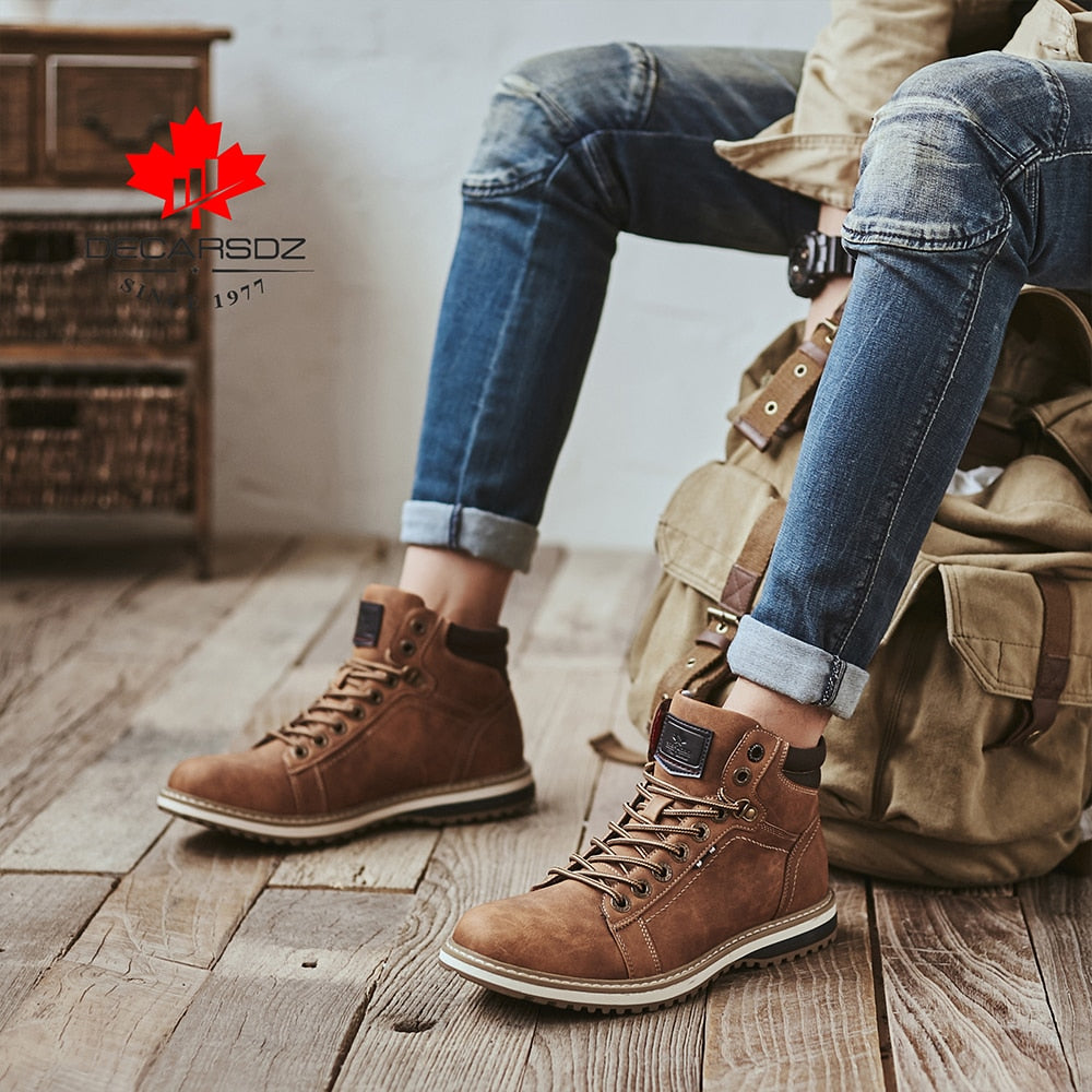 DECARSDZ Men Boots 2021 Spring New Fashion Shoes Man Outdoor Comfy Classic Male Shoes Durable Outsole Men Casual Boots