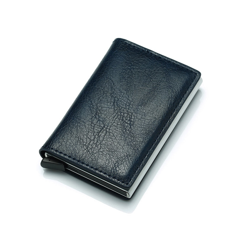 DIENQI Carbon Fiber RFID Blocking Men's Credit Card Holder Leather Bank Card Wallet Case Cardholder Protection Purse For Women