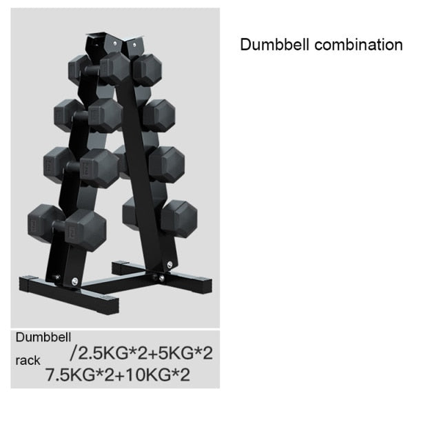 Hexagonal Hand Ling Home Sports Equipment Dumbbell Rack with 5/10/15/20kg Whole Set