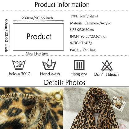 Designer Women's Thick Scarf Blanket Tassel Shawls Wrap Animal Leopard Print Cashmere Scarves pashmina foulard