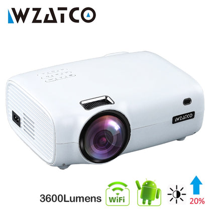 WZATCO E600 Android 10.0 Wifi Smart Portable Mini LED Projector Support Full HD 1080p 4K AC3 Video Home Theater Beamer Proyector