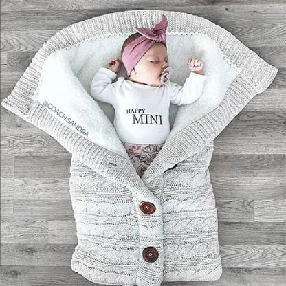 Newborn Baby Winter Warm Sleeping Bags Infant Button Knit Swaddle Wrap Swaddling Stroller Wrap Toddler Blanket baby Sleeping Bag