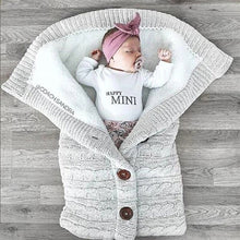 Load image into Gallery viewer, Newborn Baby Winter Warm Sleeping Bags Infant Button Knit Swaddle Wrap Swaddling Stroller Wrap Toddler Blanket baby Sleeping Bag
