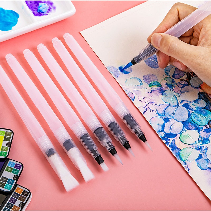 Superior Solid Watercolor Paint With 6Pcs Water Brush Pen Foldable Travel Water Color Pigment