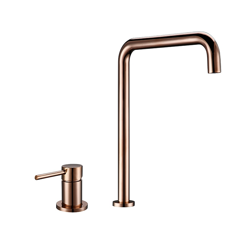 Brush Gold Sdolid Brass Single Handle Kitchen Mixer Tap 360 Degree Swivel Spout Brushed Gold 2 hole Deck Mounted Sink Faucet