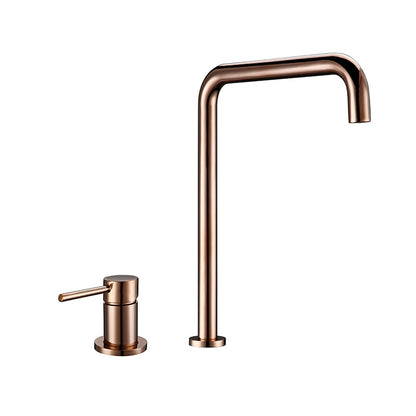 Brush Gold Sdolid Brass Single Handle Kitchen Mixer Tap 360 Degree Swivel Spout Brushed Gold 2 hole Deck Mounted Sink Faucet