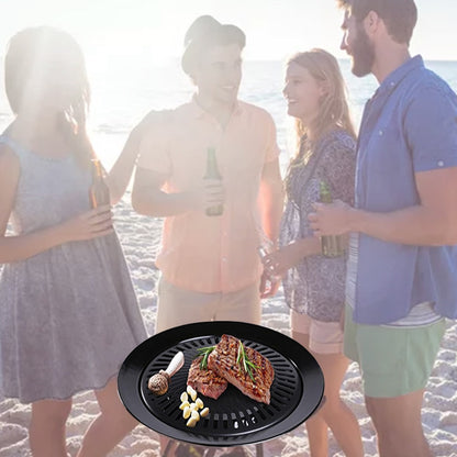 Korean Barbecue Tray Outdoor Cassette Oven Grill Pan Non-Stick Round Portable Nonstick Pan Teppanyaki Barbecue Grill Accessories