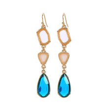 Load image into Gallery viewer, Fresh alloy gemstone crystal water drop ladies earrings simple and versatile European and American fashion jewelry
