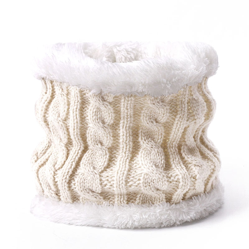Two pieces Hat Scarf Set Beanie Cap Children's Hats Girls Caps Fake Ball Pompon Keep Warm Winter Knitted Skullies Kids Bone