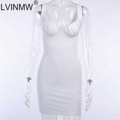 LVINMW Sexy Skinny Bralette With Bow Low Cut Slim Dress 2020 Women Summer Fashion Sleeveless Backless Dress Female Party Club