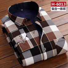 Load image into Gallery viewer, Men thermal shirt Winter Thick Flannel Warm Plaid Dress Shirts Long Sleeve Men&#39;s Work Shirts Casual Slim Fit thermo shirts 6XL
