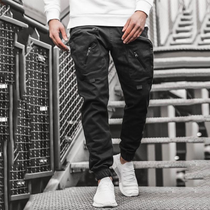 CHRLEISURE Men's Cargo Pocket Trousers Pants Streetwear Joggers Jogging Running Men Sweatpants Fashion Hip Hop Loose Pants Men