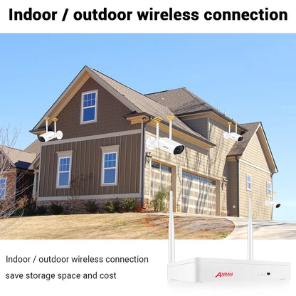 ANRAN 5MP Video Surveillance Kit Audio Camera Wireless NVR Kit Security Camera System 1920P Outdoor Waterproof Security Camera