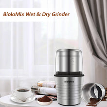 Load image into Gallery viewer, BioloMix 2-in-1 Wet and Dry Double Cups 300W Electric Spices and Coffee Bean Grinder Stainless Steel Body and Miller Blades
