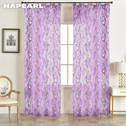 Ready Made Semi-Blackout Curtains Blind Panel Fabrics for Window Modern Living Room Treatment Purple Black White
