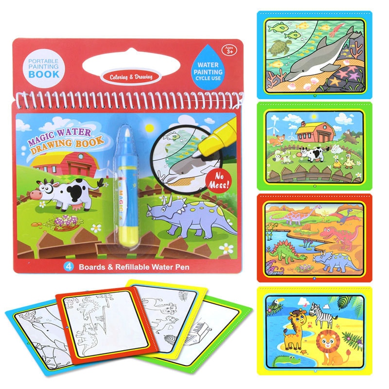 8 Styles Magic Water Drawing Book Coloring Doodle & Magic Pen Drawing Toys Early Education For Kids Birthday Gifts Puzzle Toys
