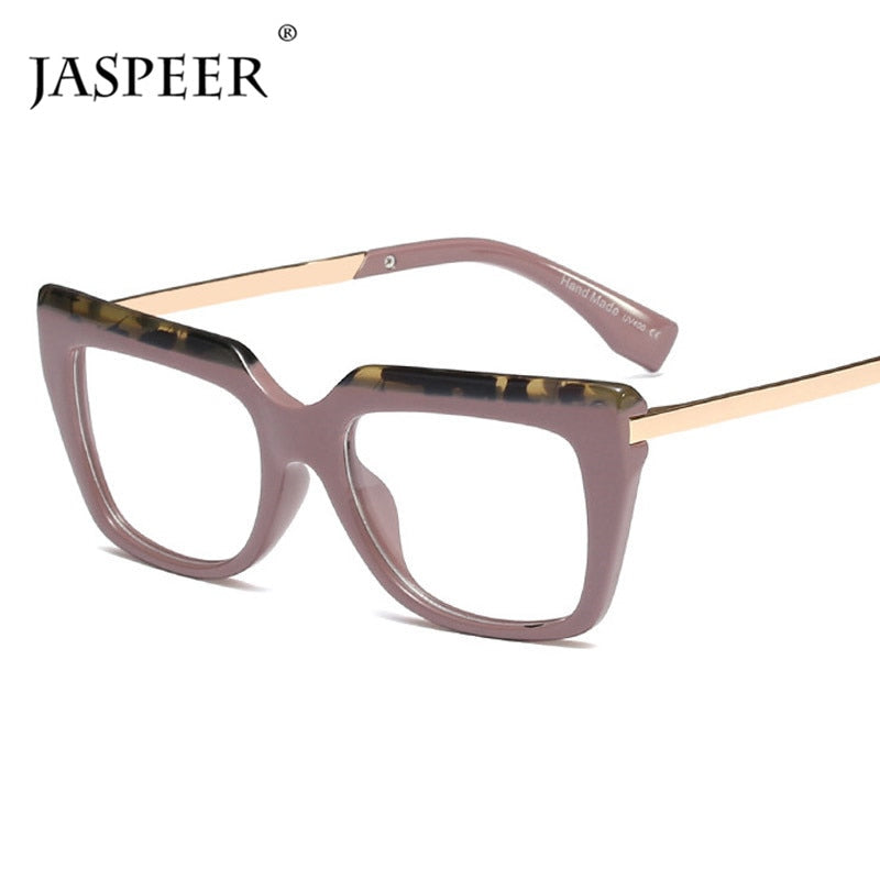 JASPEER Retro Cat Eye Glasses Frame Women Vintage Eye Glasses Female Brand Designer Computer Eyeglasses Ladies Optical Frames