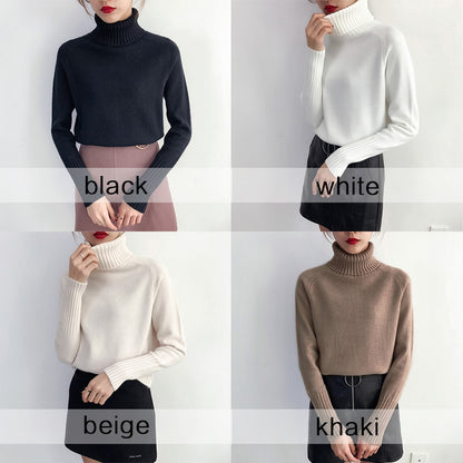 SURMIITRO Cashmere Knitted Sweater Women 2020 Autumn Winter Korean Turtleneck Long Sleeve Pullover Female Jumper Green Knitwear