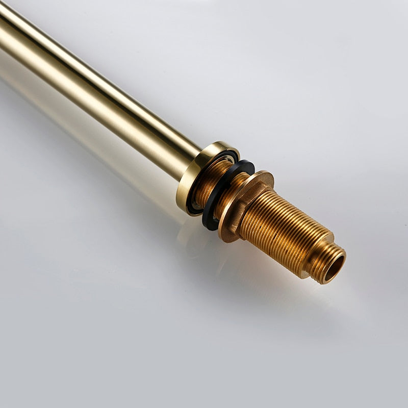Brush Gold Sdolid Brass Single Handle Kitchen Mixer Tap 360 Degree Swivel Spout Brushed Gold 2 hole Deck Mounted Sink Faucet