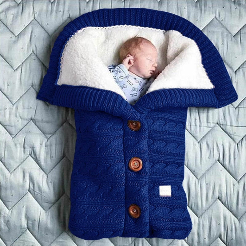 Newborn Baby Winter Warm Sleeping Bags Infant Button Knit Swaddle Wrap Swaddling Stroller Wrap Toddler Blanket baby Sleeping Bag