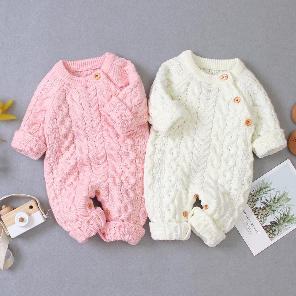 Baby Rompers Long Sleeve Winter Warm Knitted Infant Kids Boys Girls Jumpsuits Toddler Sweaters Outfits Autumn Children's Clothes