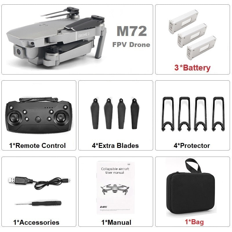 CYMARC M72 FPV RC Drone 4K Wifi HD Camera Mini Drone Optical Flow RC Quadcopter Helicopter Dron VS E68 SG107 S66
