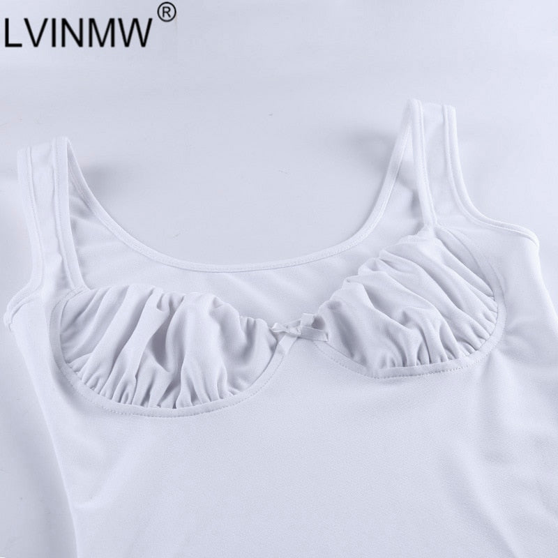 LVINMW Sexy Skinny Bralette With Bow Low Cut Slim Dress 2020 Women Summer Fashion Sleeveless Backless Dress Female Party Club