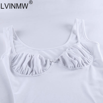 LVINMW Sexy Skinny Bralette With Bow Low Cut Slim Dress 2020 Women Summer Fashion Sleeveless Backless Dress Female Party Club