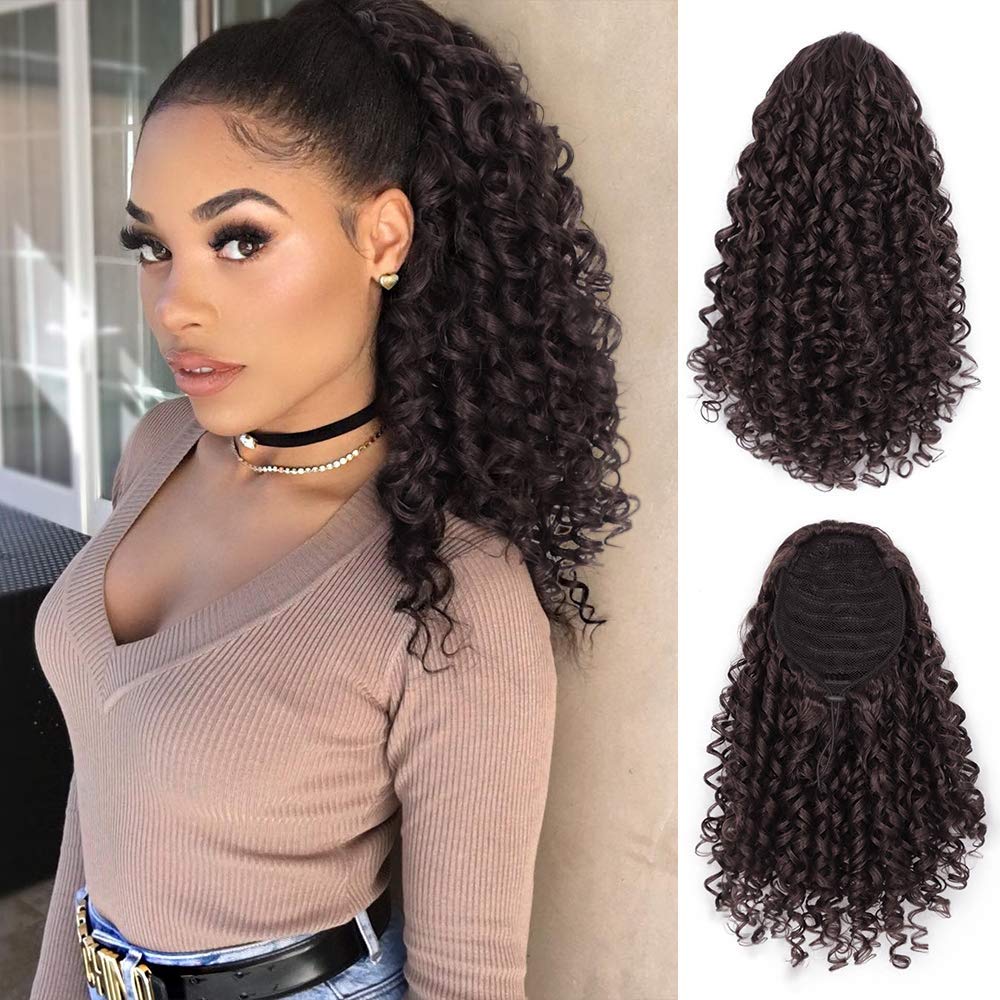 Vigorous Drawstring Puff Ponytail Afro Kinky Curly Hair Extension Synthetic Clip in Pony Tail African American Hair Extension