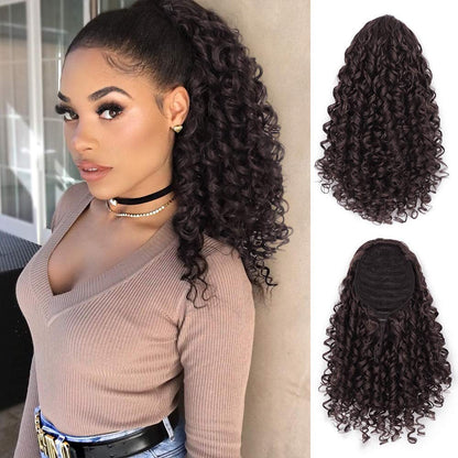 Vigorous Drawstring Puff Ponytail Afro Kinky Curly Hair Extension Synthetic Clip in Pony Tail African American Hair Extension