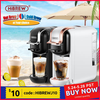 HiBREW Coffee Machine Hot/Cold Brew 4in1 Multiple Capsule 19Bar DolceGusto-Milk&Nexpresso Capsule ESE pod Ground Coffee Pod H2A