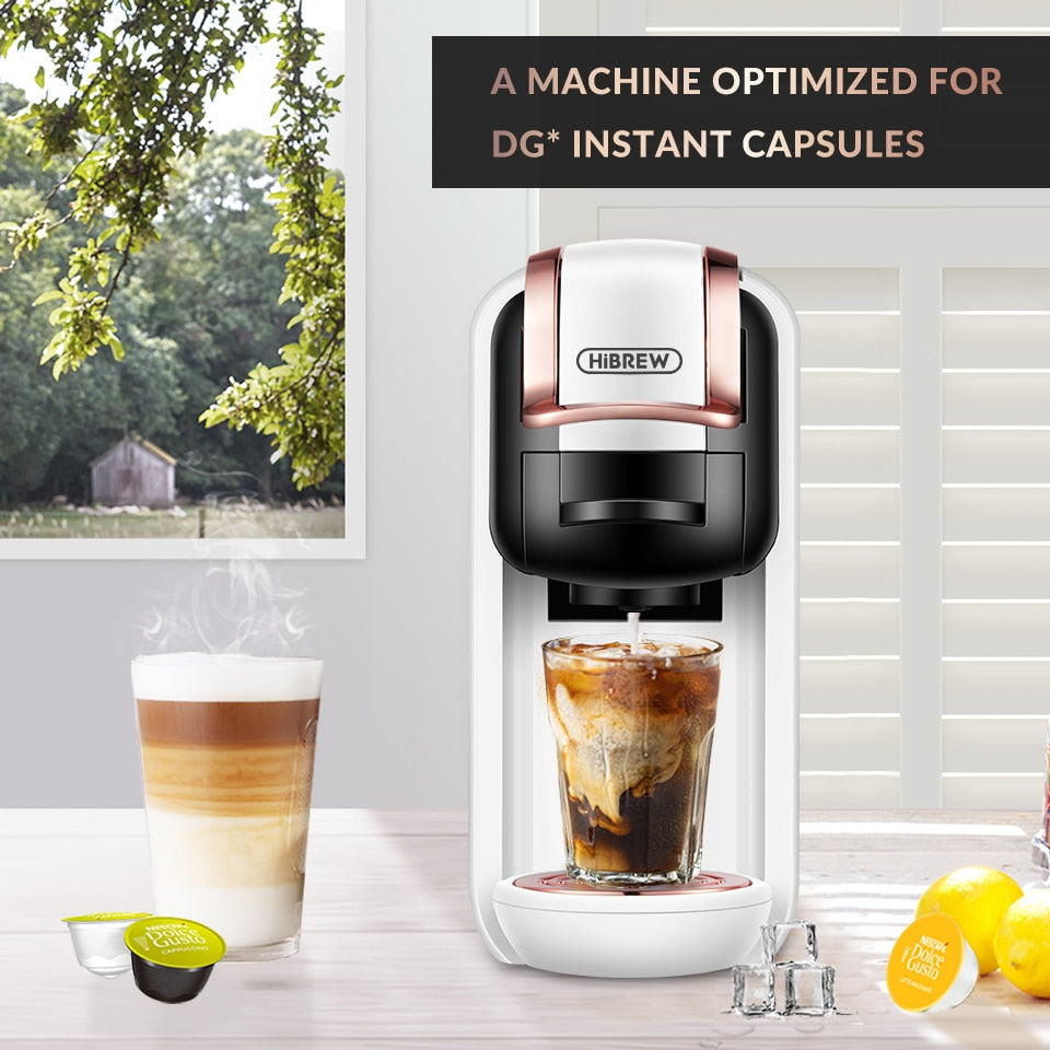 HiBREW Coffee Machine Hot/Cold Brew 4in1 Multiple Capsule 19Bar DolceGusto-Milk&Nexpresso Capsule ESE pod Ground Coffee Pod H2A