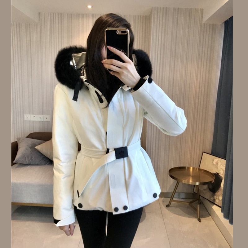 High Quality Women Down Jackets 3 Colors Large Fox Fur Collar Black Ski Down Coats Female Winter Fashion Clothes