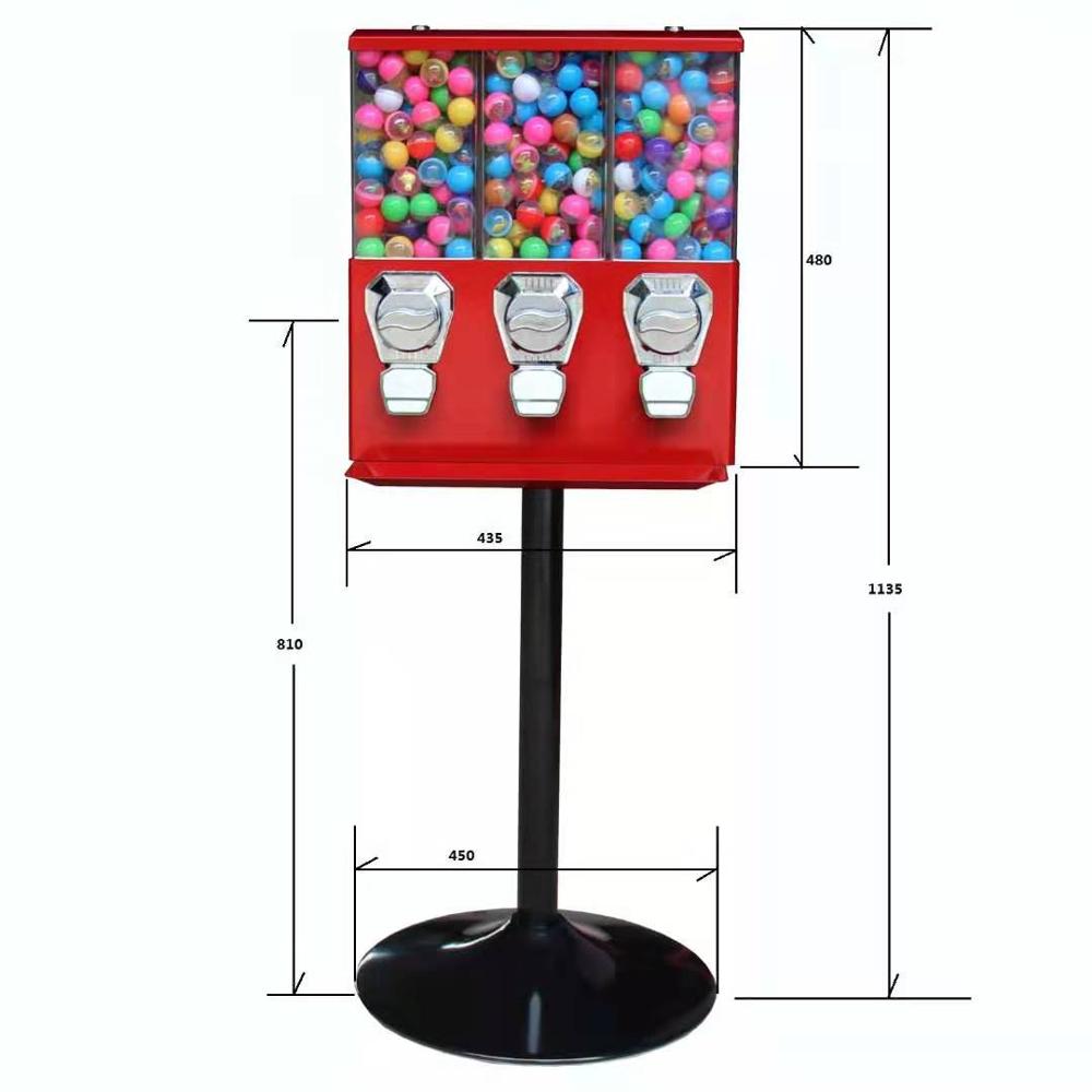 High Quality Zhutong Triple Head Bulk Candy Vending Machines Triple Gum ball vending Machine for Sale