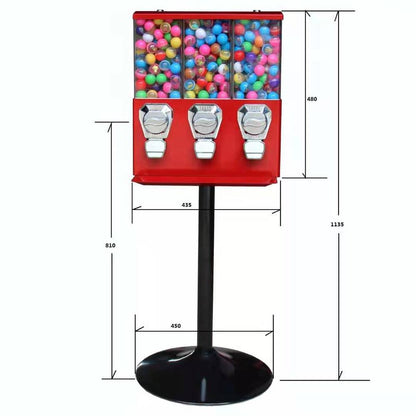 High Quality Zhutong Triple Head Bulk Candy Vending Machines Triple Gum ball vending Machine for Sale