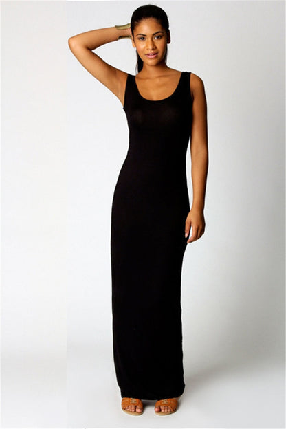 High Stretch Tank Robe Spring Summer 2019 Elegant Women Sexy Dress O Neck Sleeveless Slim Maxi Dress Thin Long Dress Vestidos