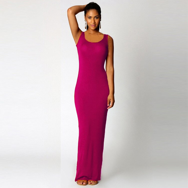 High Stretch Tank Robe Spring Summer 2019 Elegant Women Sexy Dress O Neck Sleeveless Slim Maxi Dress Thin Long Dress Vestidos
