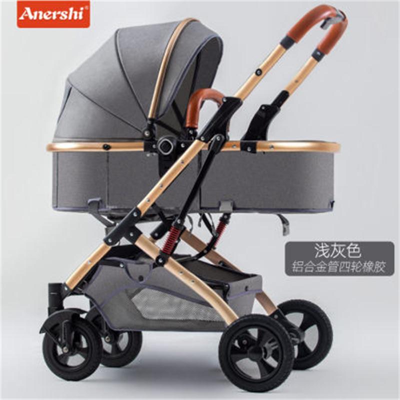 High Landscape 2 in 1 Baby Stroller Ultra Light Stroller Folding Seated Reclining Shock-Absorbing Pocket Newborn Carriage