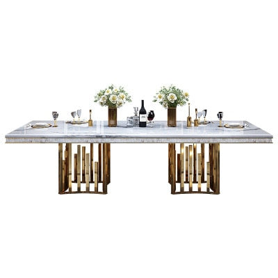 High quality Nordic style metal marble top dining table rectangle simple multi desk for dining room restaurant wedding banquet