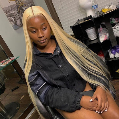 Highlight Colored Blonde #613 Lace Front Human Hair Wigs For Women Brazilian Straight HD Lace Frontal Wig Ombre #P4/27 #P4/30