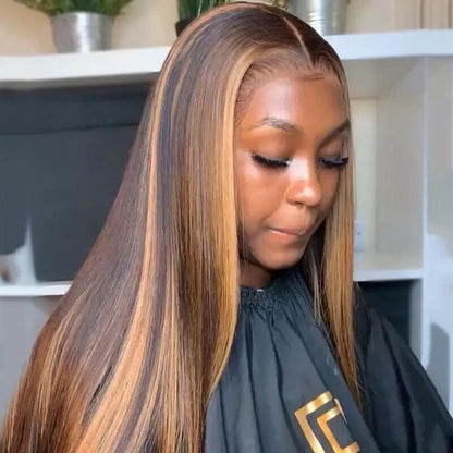 Highlight Colored Blonde #613 Lace Front Human Hair Wigs For Women Brazilian Straight HD Lace Frontal Wig Ombre #P4/27 #P4/30