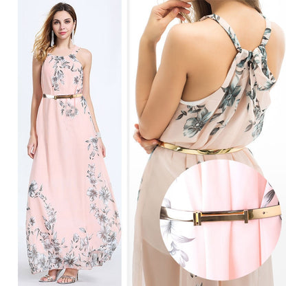Hirigin 2019 Summer New Style Fashion Women Sleeveless Chiffon Casual Beach Long Floral Dress Party Dress