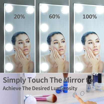 Hollywood Style Makeup Mirror with Lights LED Bulbs Cosmetic Lighted Vanity Tabletop Adjustable Brightness Beauty Frameless