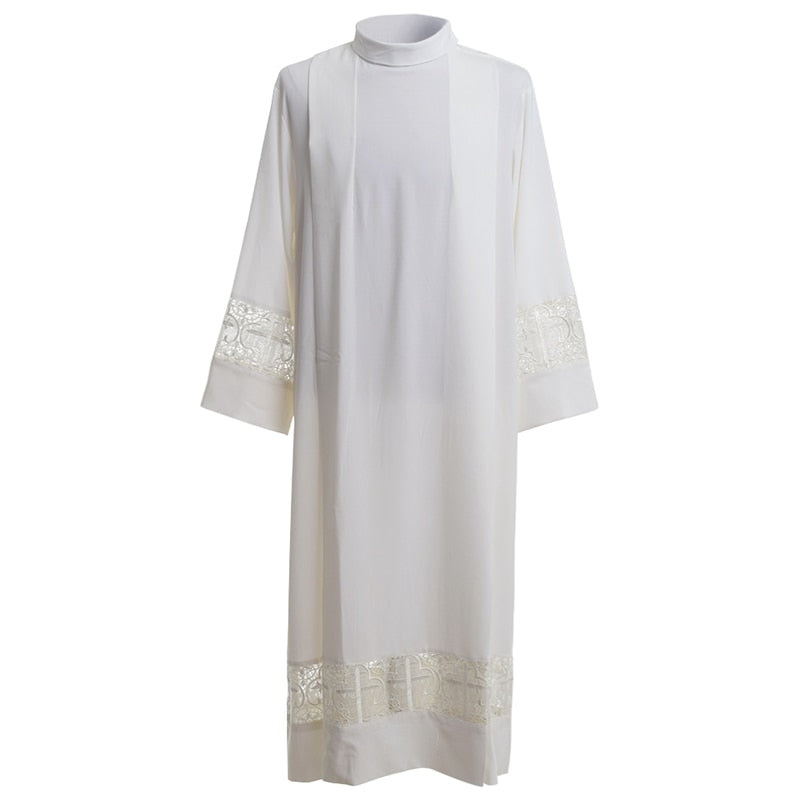 Holy Priest Alb Vestment Clergy Mass Lace Joint Christian Cross Surplice Church Uniform