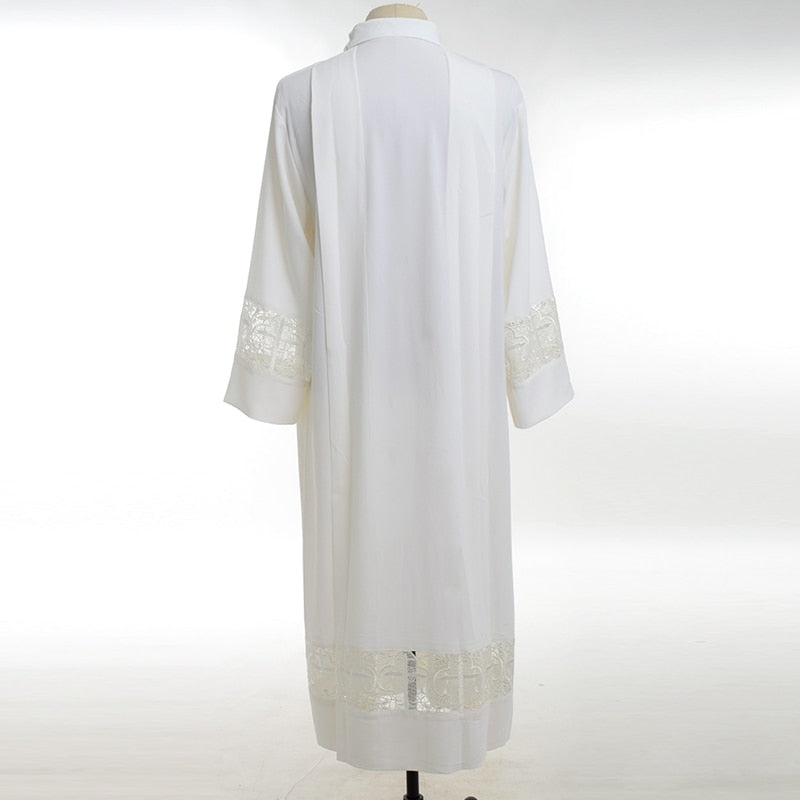 Holy Priest Alb Vestment Clergy Mass Lace Joint Christian Cross Surplice Church Uniform
