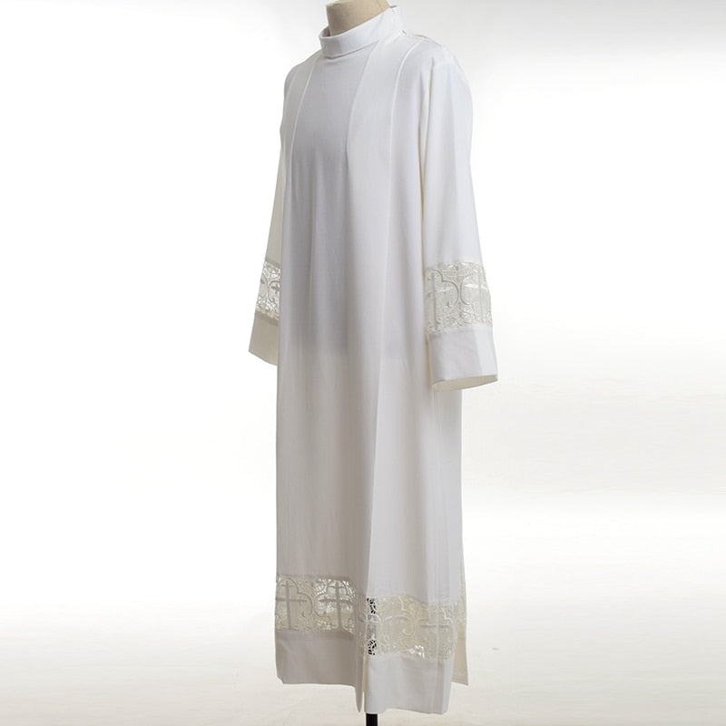 Holy Priest Alb Vestment Clergy Mass Lace Joint Christian Cross Surplice Church Uniform