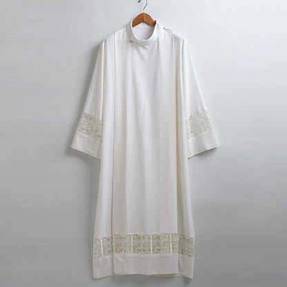 Holy Priest Alb Vestment Clergy Mass Lace Joint Christian Cross Surplice Church Uniform